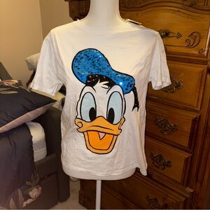 Zara Disney Donald Duck Sequin Tshirt NWT